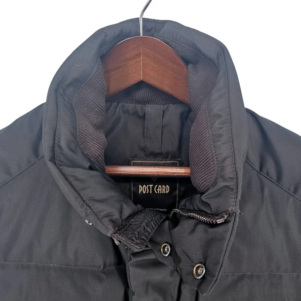Vintage Postcard Real Down Puffer Ski Vest Mens 40 Brown Black Vero Piumino 1982